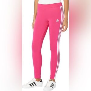 adidas Originals Women's Adicolor 3-Stripe Compression Leggings Pink Size XS